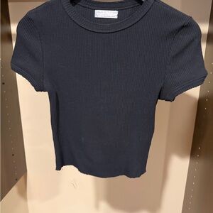 Urban Outfitters Black Ribbed Short Sleeve Top